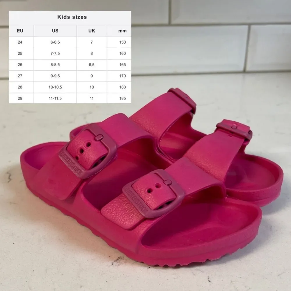 Birkenstock Little Kids Arizona EVA Sandals Pink Two-Strap Slide Sandals Size 10